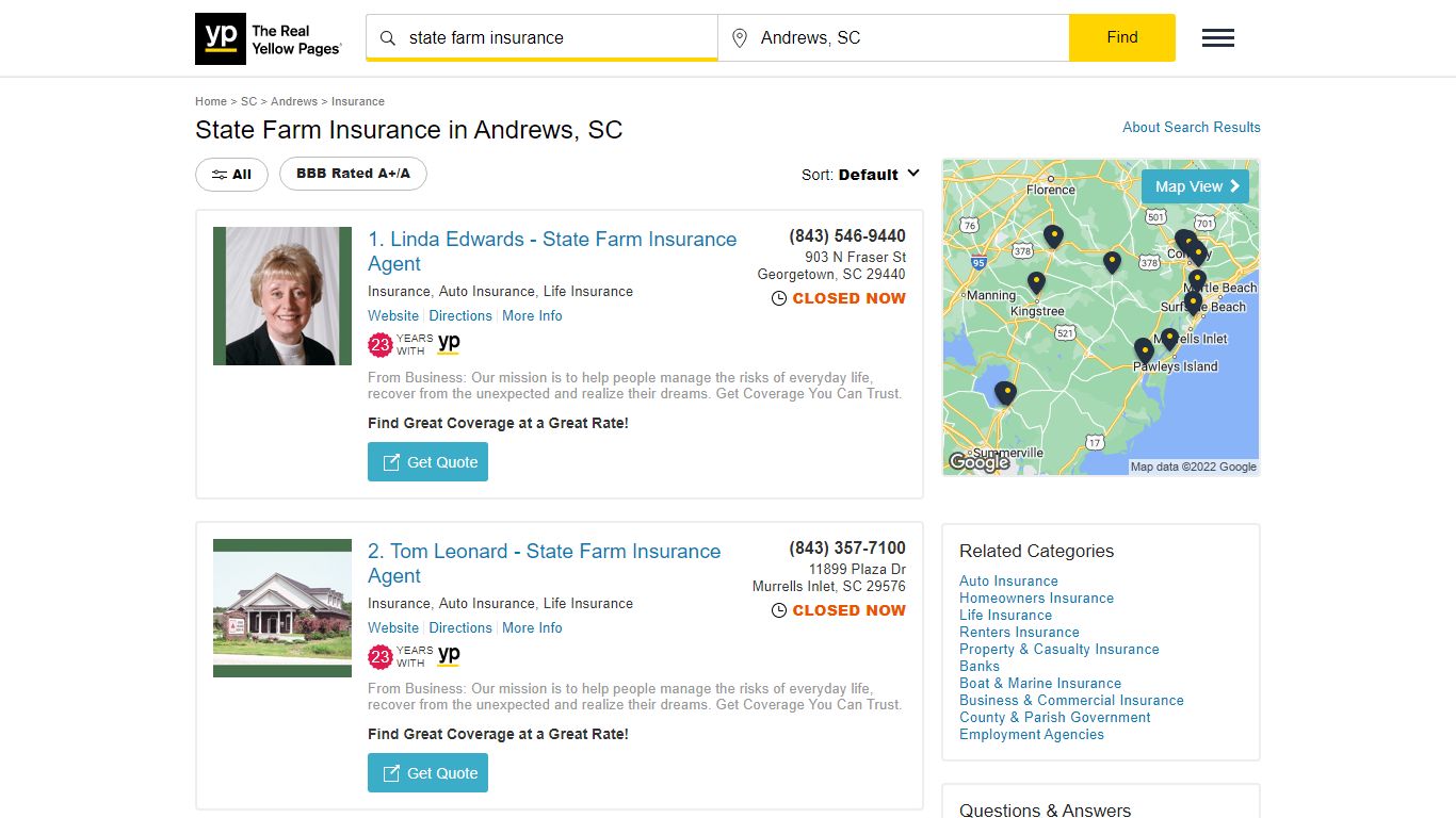 State Farm Insurance Locations & Hours Near Andrews, SC - YP.com